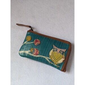 Fossil Cutout Owl Leather Coin Purse with Key Ring and ID Window Y2K